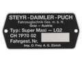 Typenschild CH7P7002 (ohne Nummer) | Puch Super Maxi LG2 Typenschild CH7P7002 (ohne Nummer) | Puch Super Maxi LG2