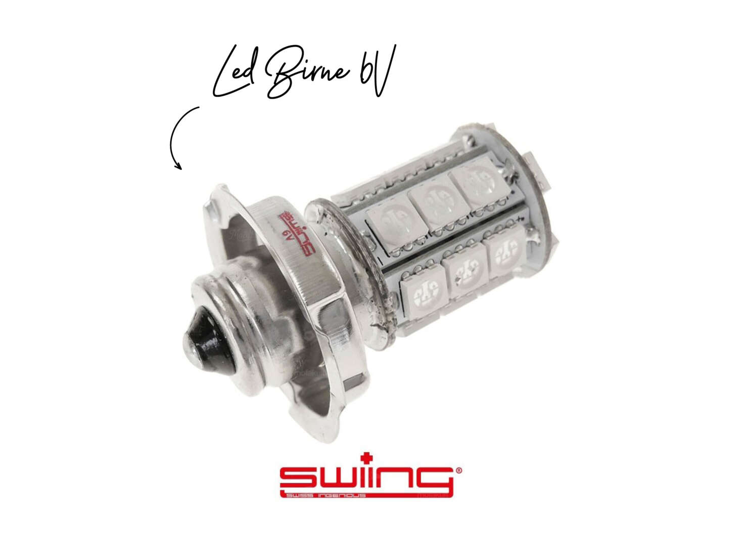 LED Birne rot 6V (P26s) mit Kragen 1-phasig LED Birne rot 6V (P26s) mit Kragen 1-phasig