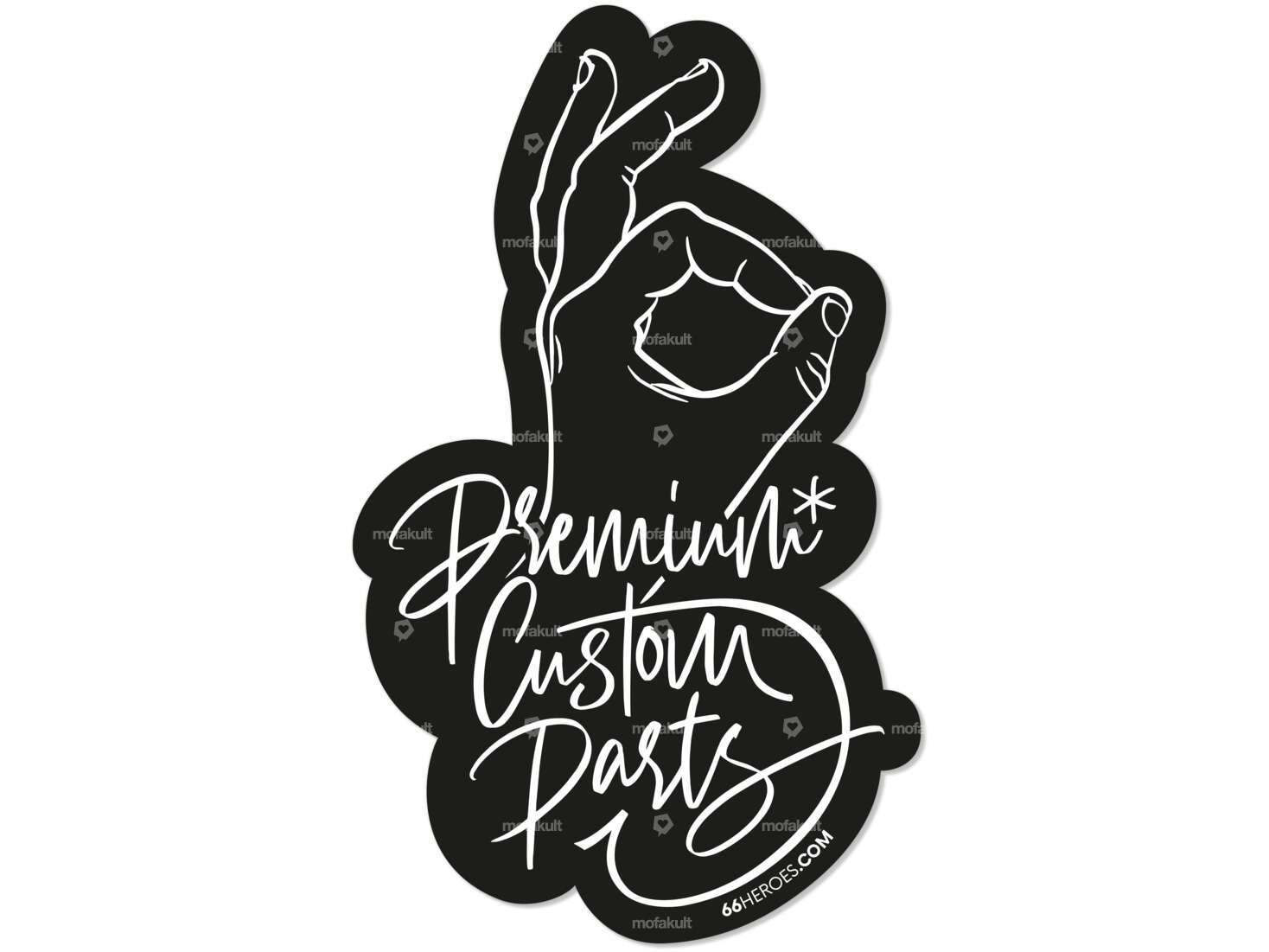 Aufkleber «66HEROES - Premium Custom Parts» 65 x 110 mm schwarz Carousel Image 1