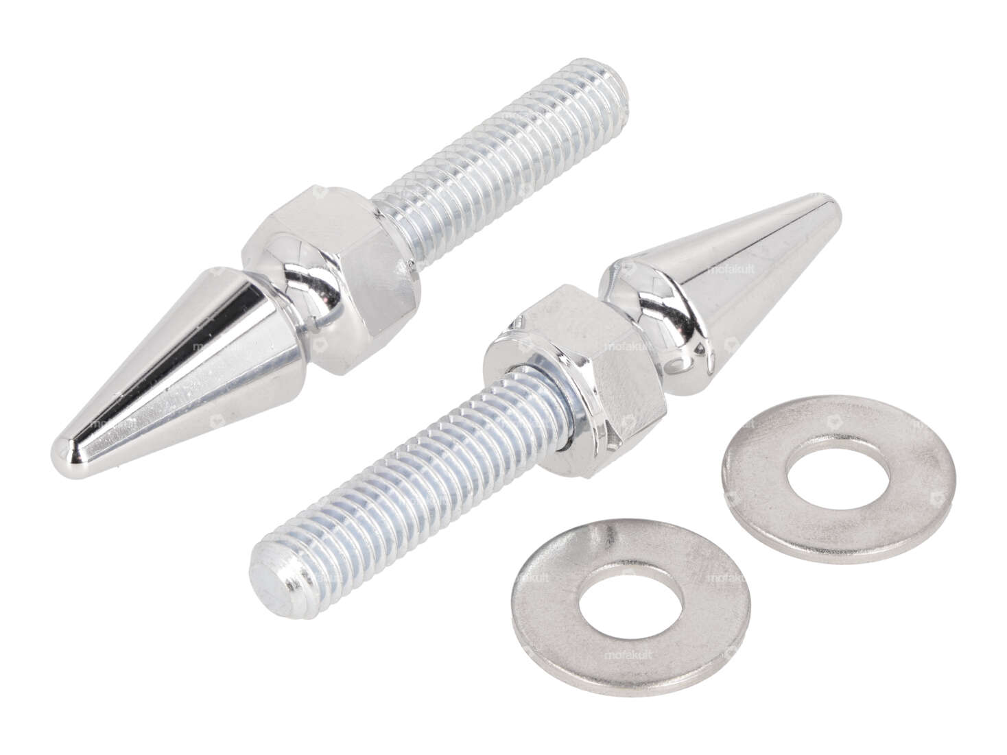 66HEROES bullone con dado a punta M8 piastra forcella cromo (coppia) Carousel Image 1