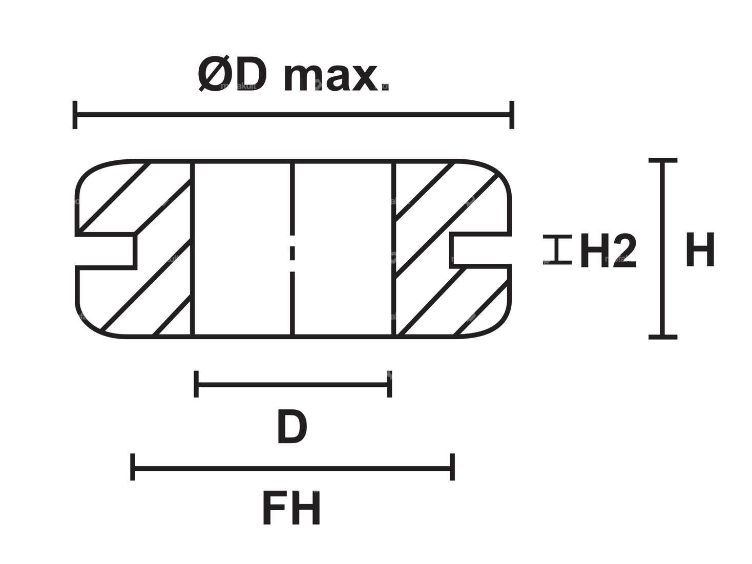 Anello di gomma a forcella ovale grande Carousel Image 2
