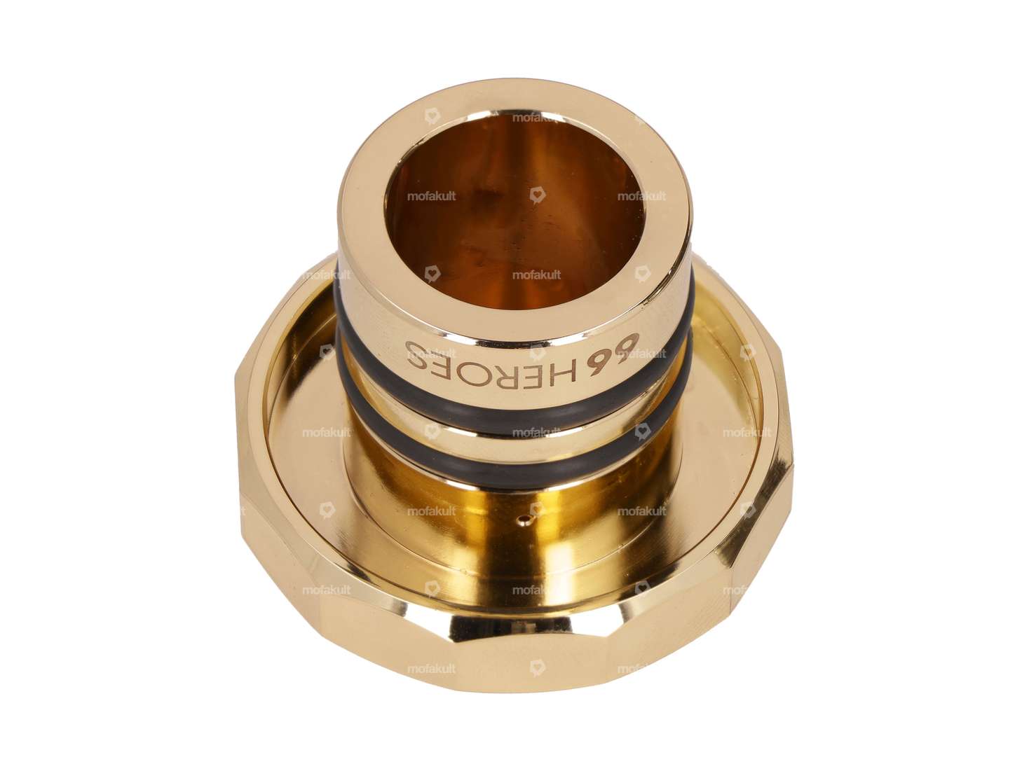 66HEROES gas cap square "66HEREOS" gold | Puch Maxi Carousel Image 2