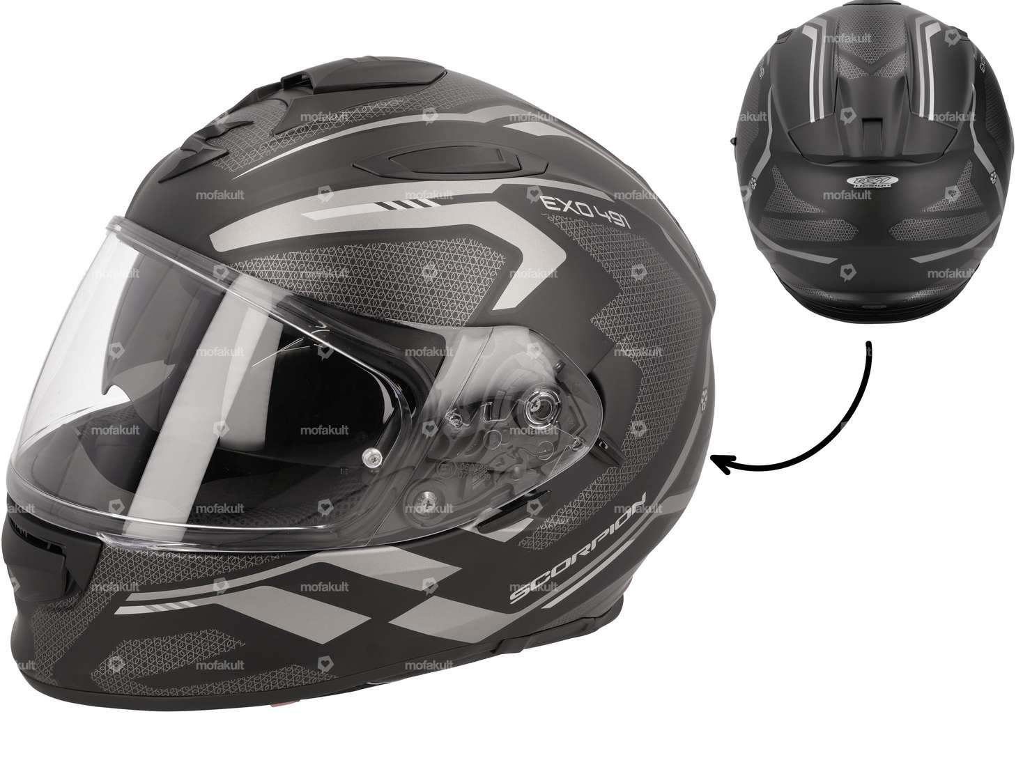 Scorpion Integral-Helm «EXO-491» schwarz-grau matt (S-XL) Carousel Image 1