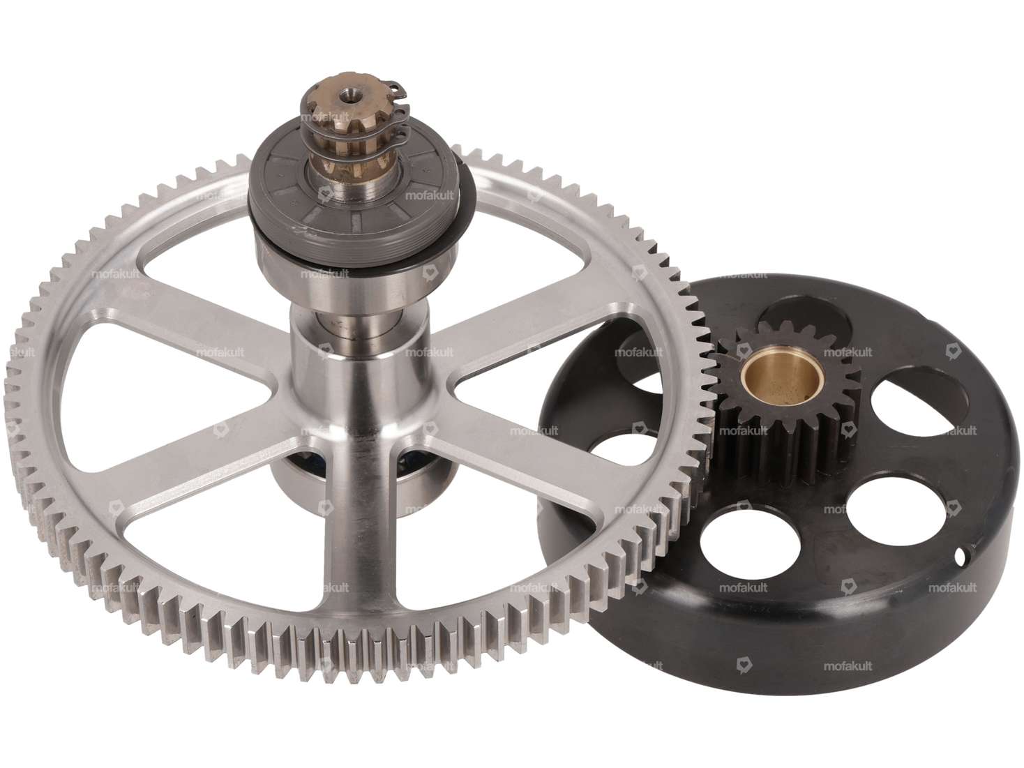 ASP Corbeille d'embrayage & jeu de pignons droits 19:94 dents Kickstart CNC | Puch E50 Carousel Image 1