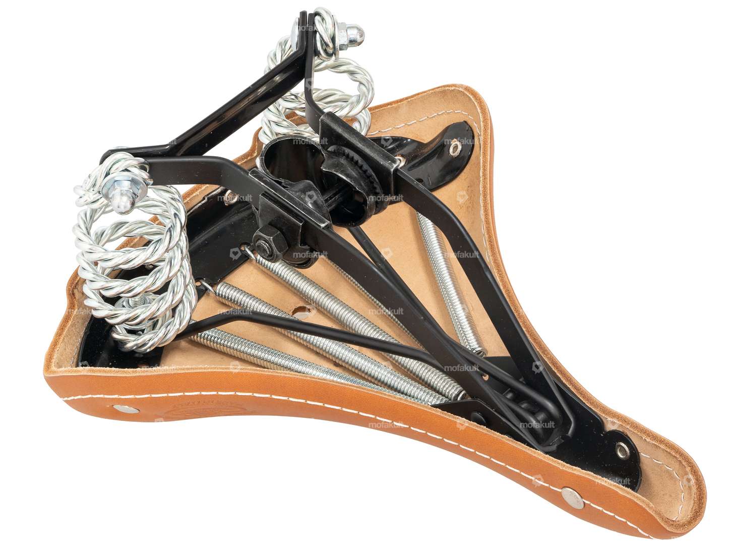 selle old England cuir véritable ressort tonneau marron Carousel Image 4