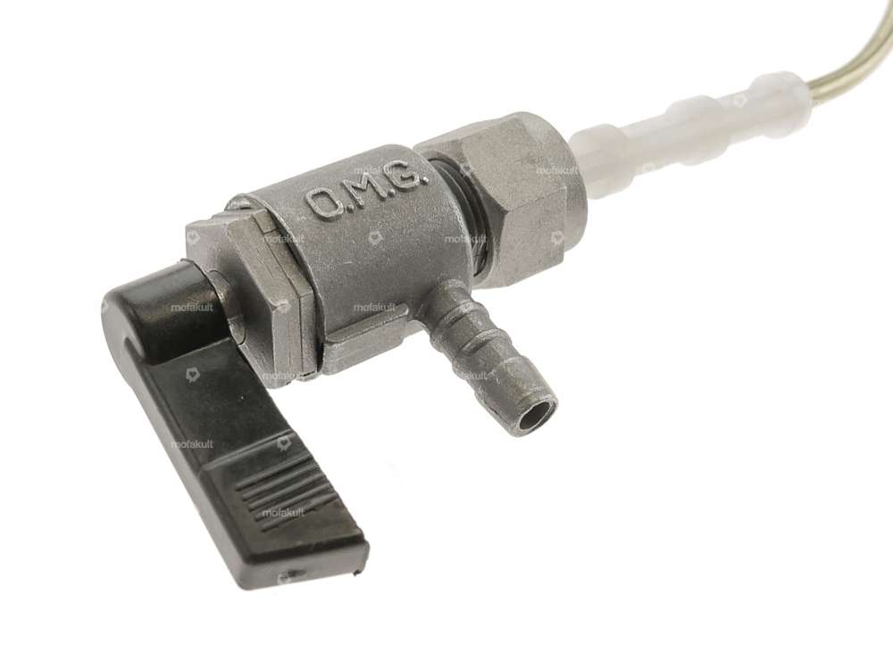 OMG robinet d'essence horizontal M12x1 (avec écrou) sortant par le bas | Puch Maxi N, S Carousel Image 3
