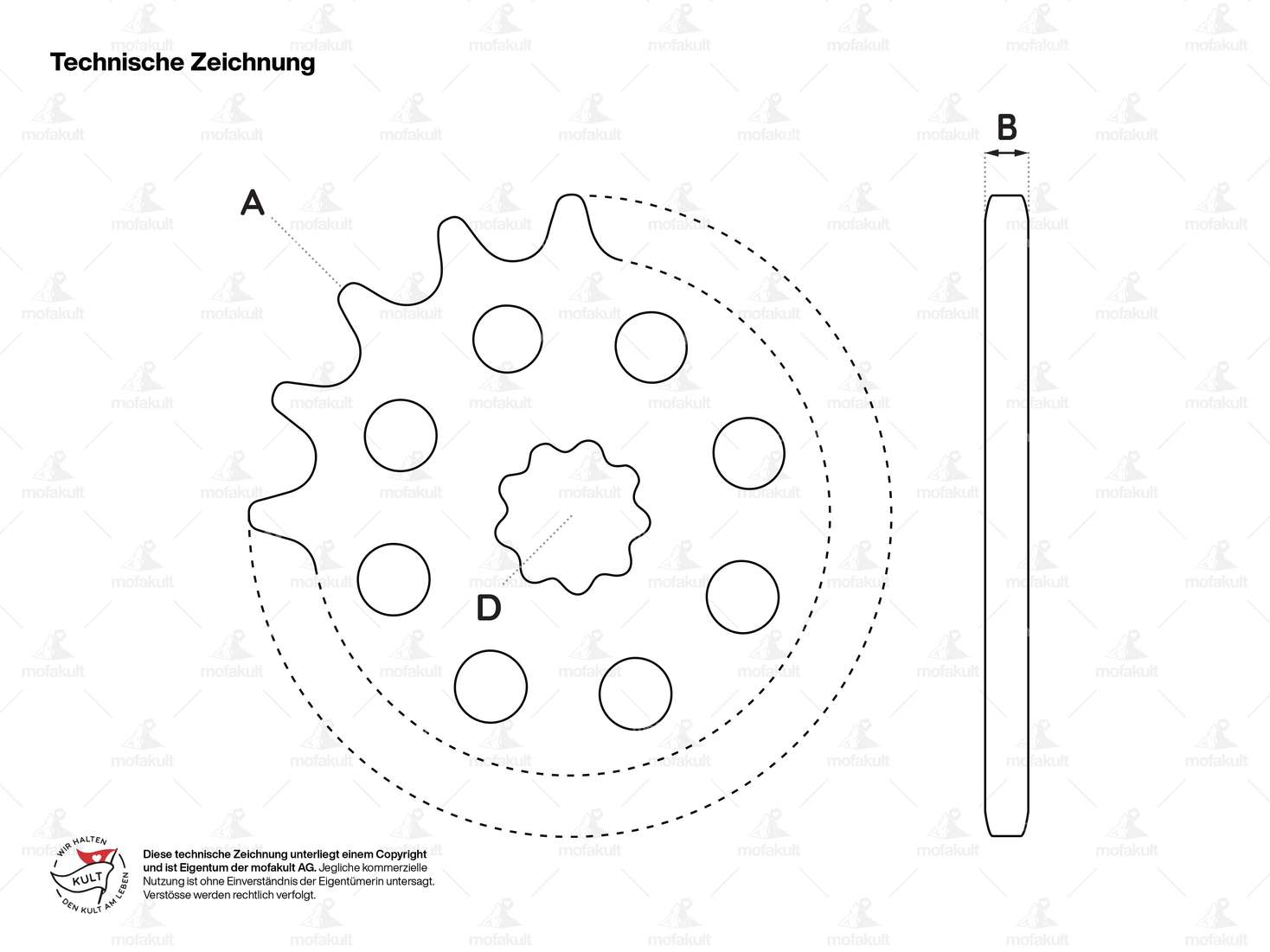 GPO sprocket 14 teeth (wide) | Puch Carousel Image 2