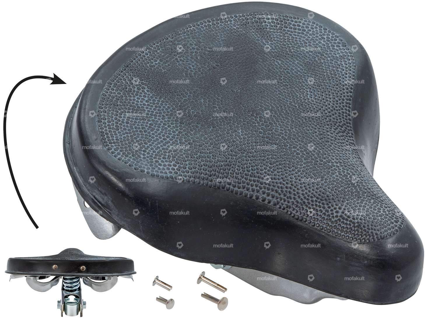 Sella "Oldtimer" a molla in gomma nera Carousel Image 1