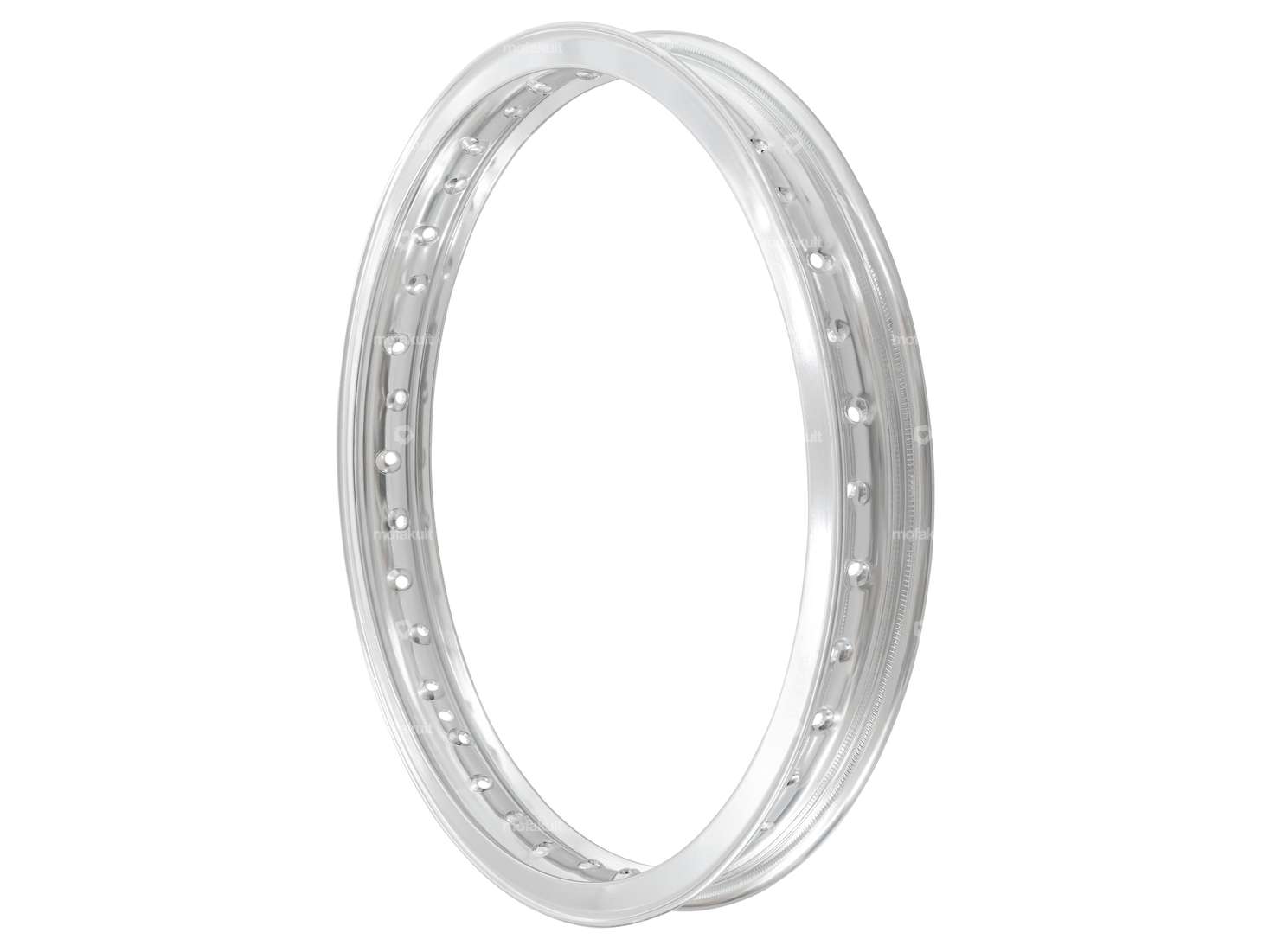 Anello del cerchio 1,60 x 17" (55 mm) in alluminio anodizzato argento Fori per nippli grandi Carousel Image 1