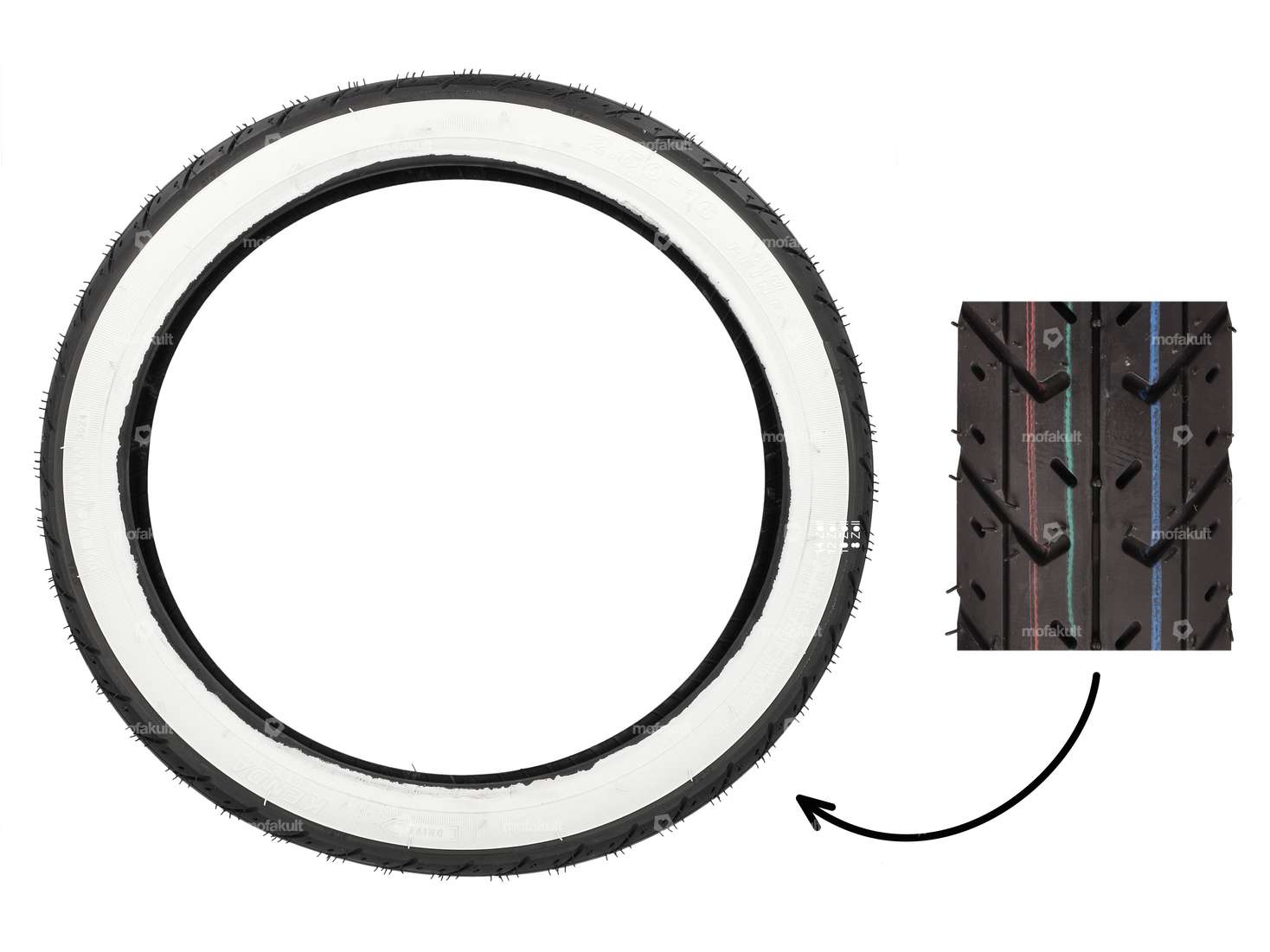 Pneus KENDA 2.50 x 16" K327 Semi-Slick paroi blanche Carousel Image 1