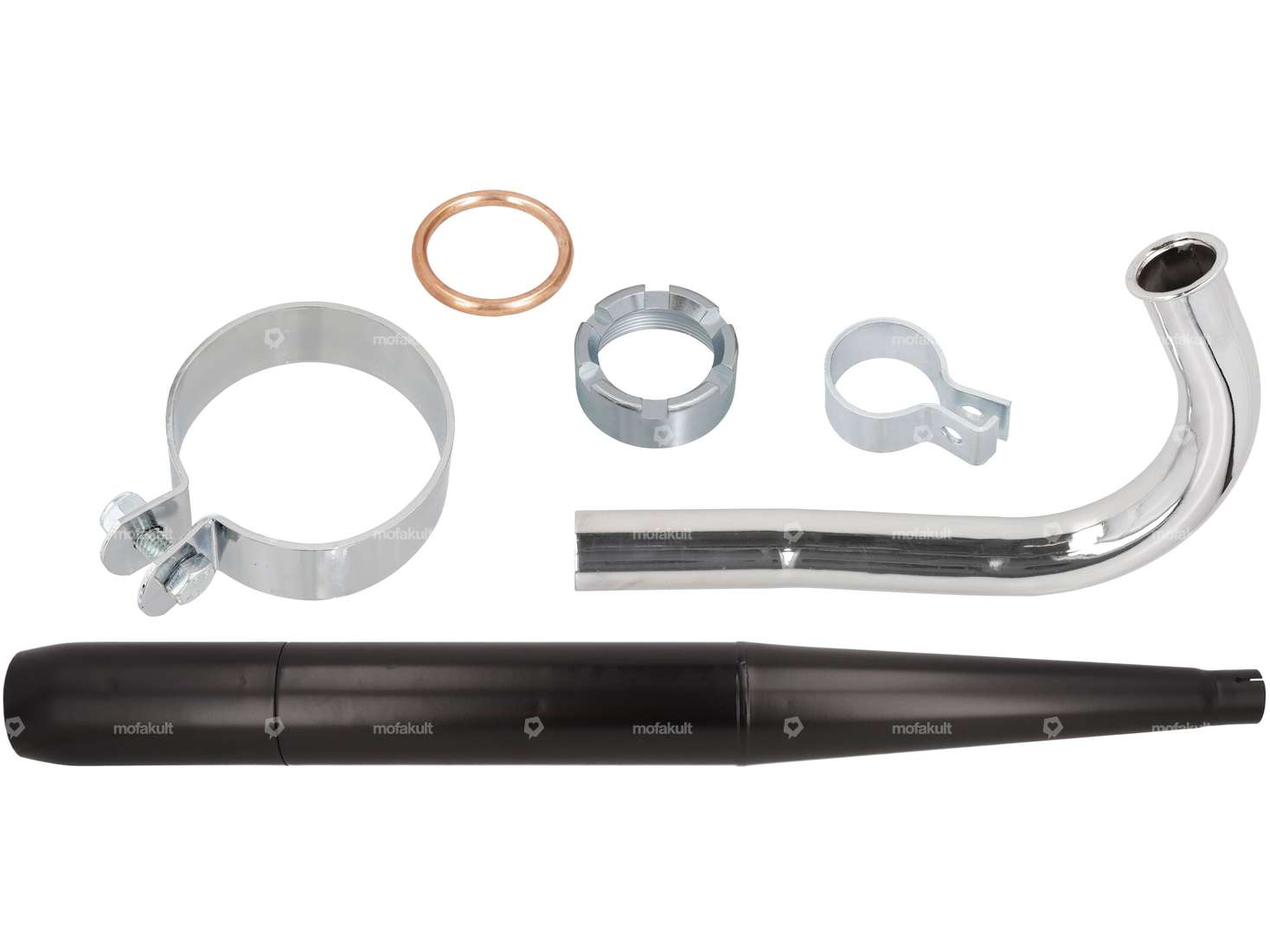 Cigar exhaust system (Ø 32 / 70 mm) black / chrome | Sachs 50/2 Carousel Image 1