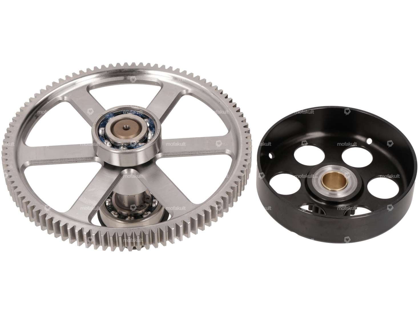 ASP Corbeille d'embrayage & jeu de pignons droits 19:94 dents Kickstart CNC | Puch E50 Carousel Image 2