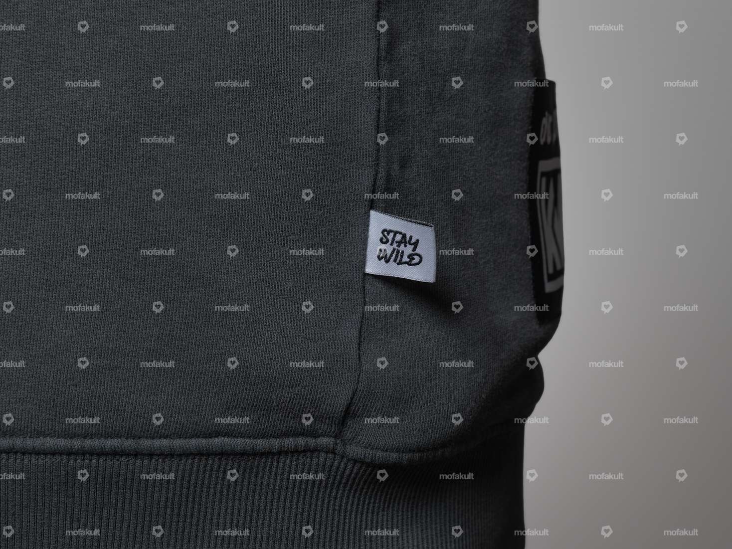 KULTWEAR Felpa con cappuccio "Velcro" grigio stonewash Carousel Image 6
