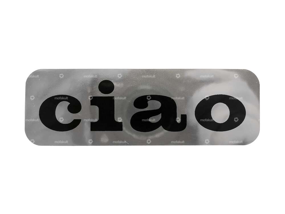Autocollant réservoir "ciao" chrome 86 x 26 mm | Piaggio Ciao P, SC Carousel Image 1
