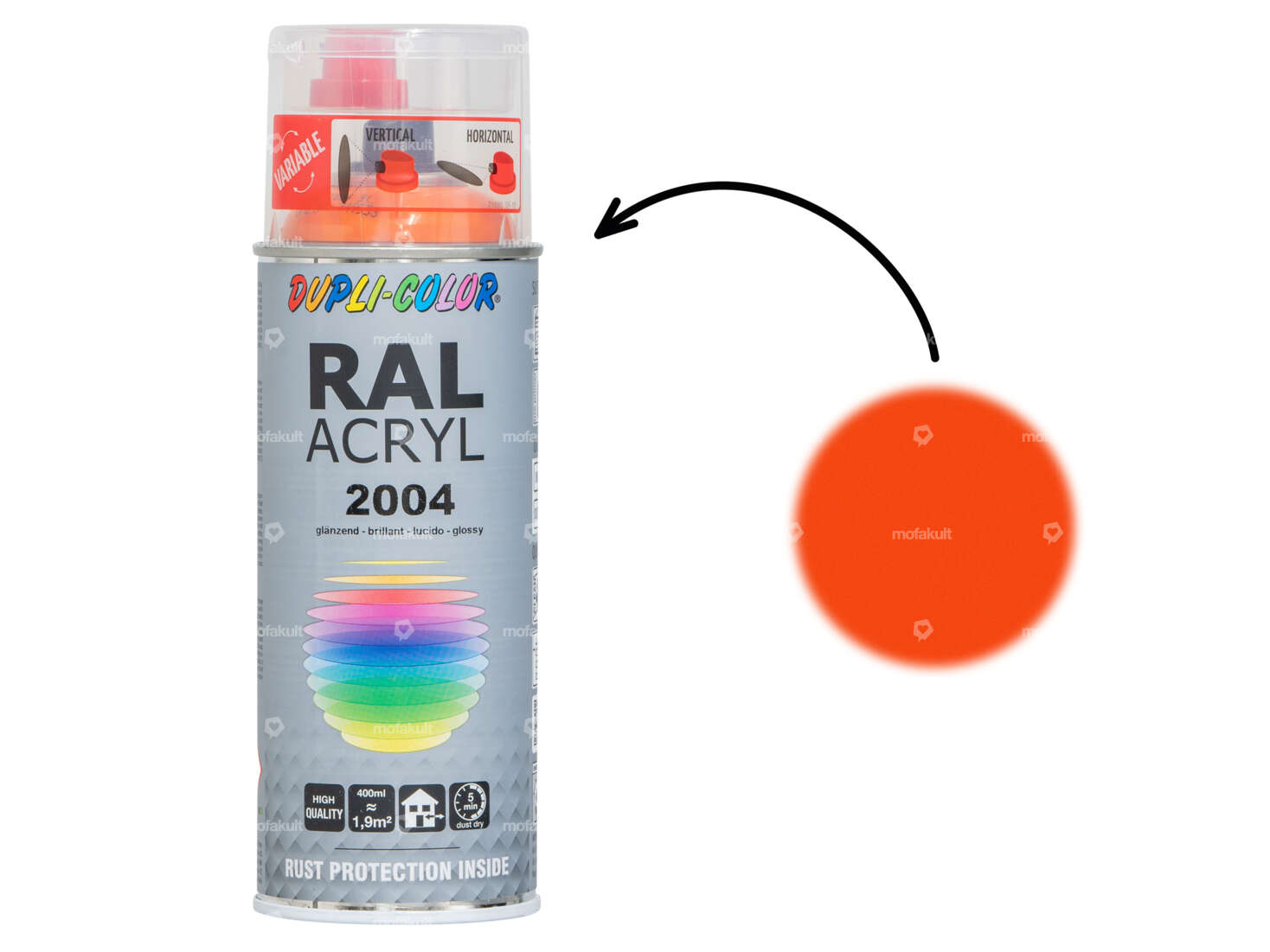 DUPLI-COLOR vernis acrylique RAL 2004 orange brillant 400 ml Carousel Image 1