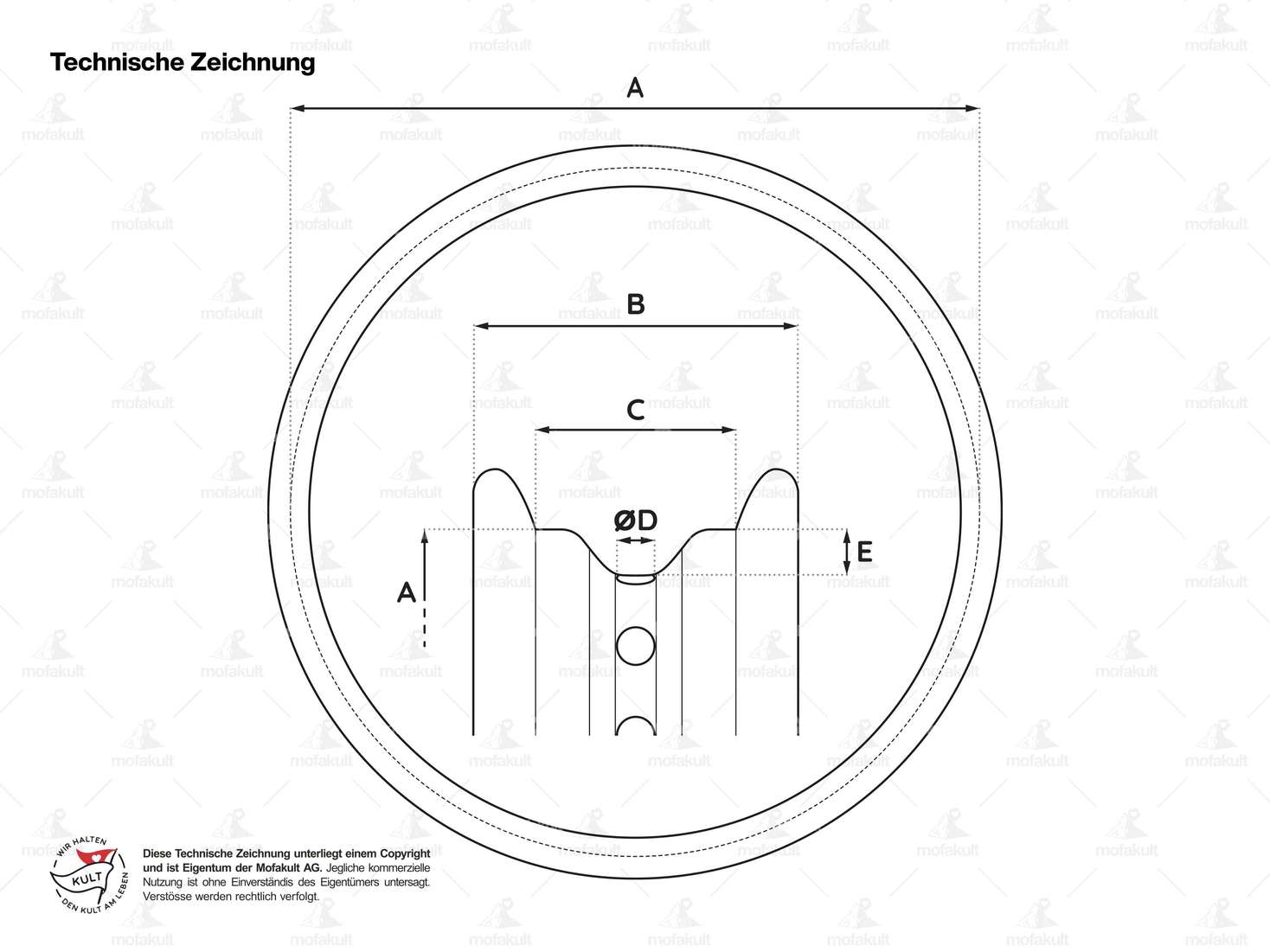 Anello del cerchio 1,60 x 17" (55 mm) in alluminio anodizzato argento Fori per nippli grandi Carousel Image 4