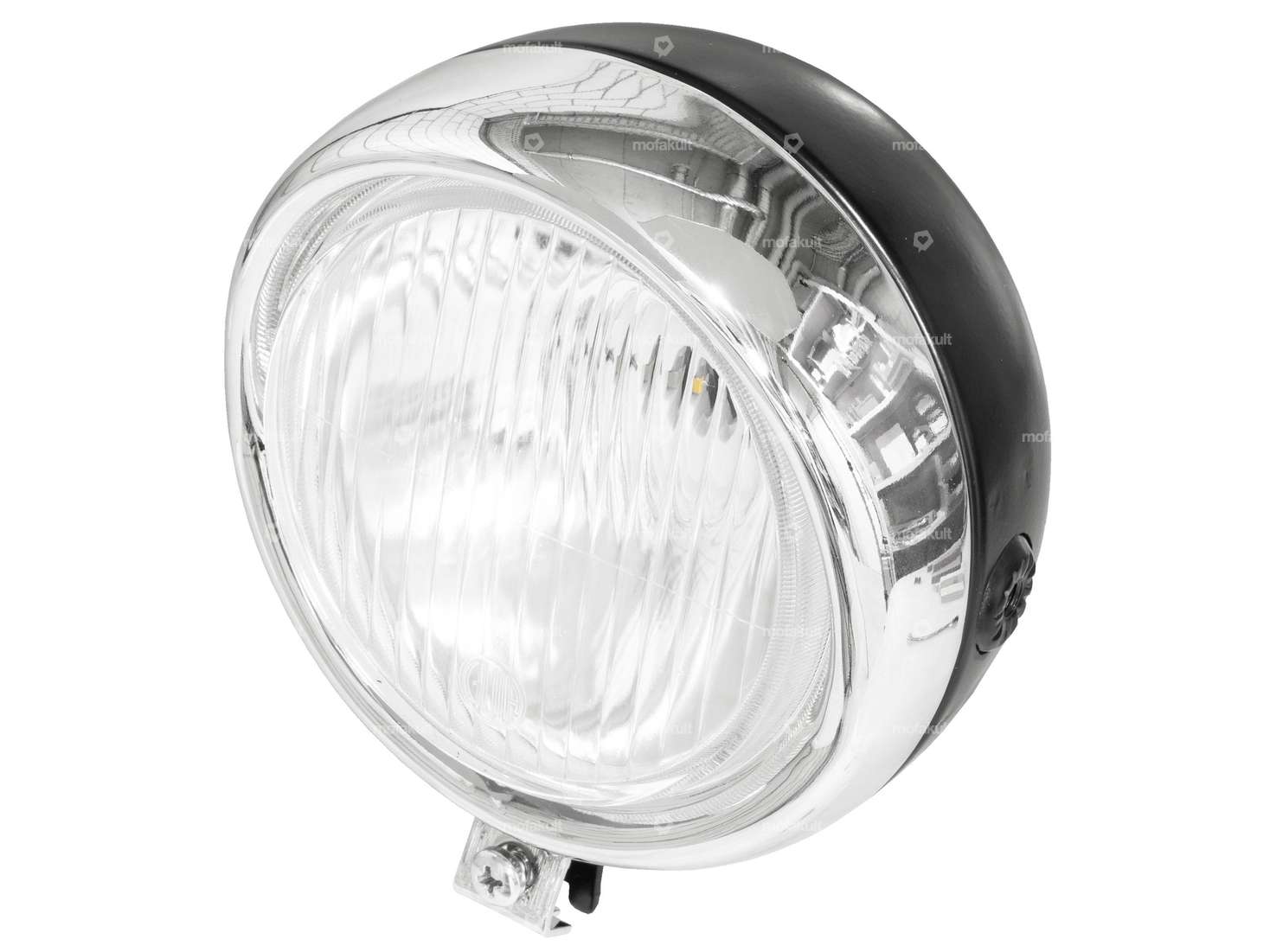 GUIA proiettore rotondo Ø 13 cm cromo / nero (spoiler stretto) Carousel Image 1