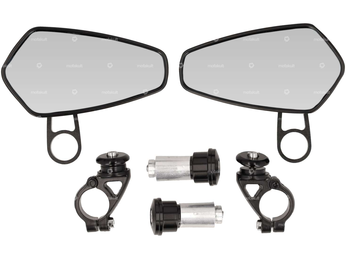 Rétroviseur CNC "Diamant", version enfichable, alu noir Carousel Image 1