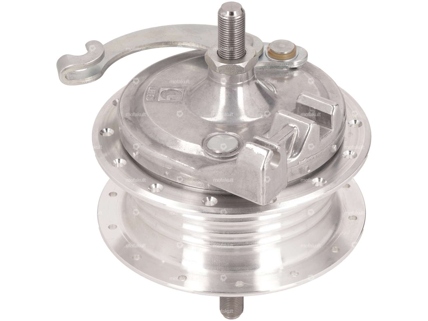 LELEU mozzo ruota raggi anteriore 28 fori con piastra ancoraggio & asse | Puch Maxi N, X30 Carousel Image 2