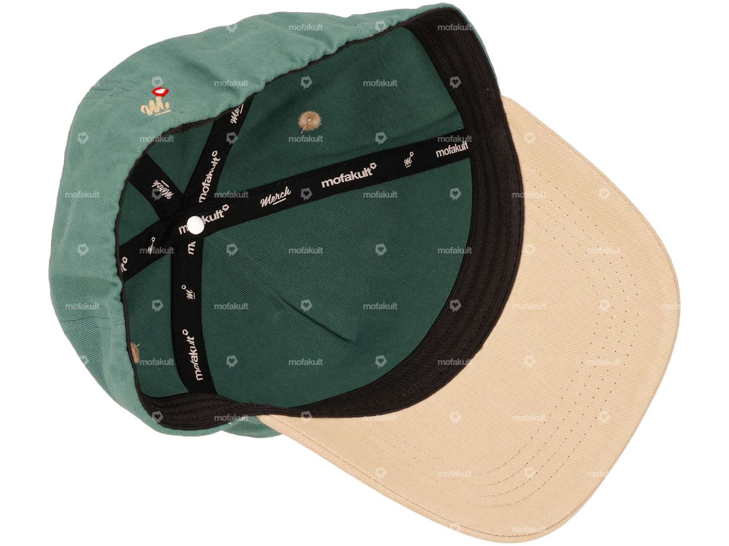 mk-Merch Cap "Spark plug" petrol / beige Carousel Image 2