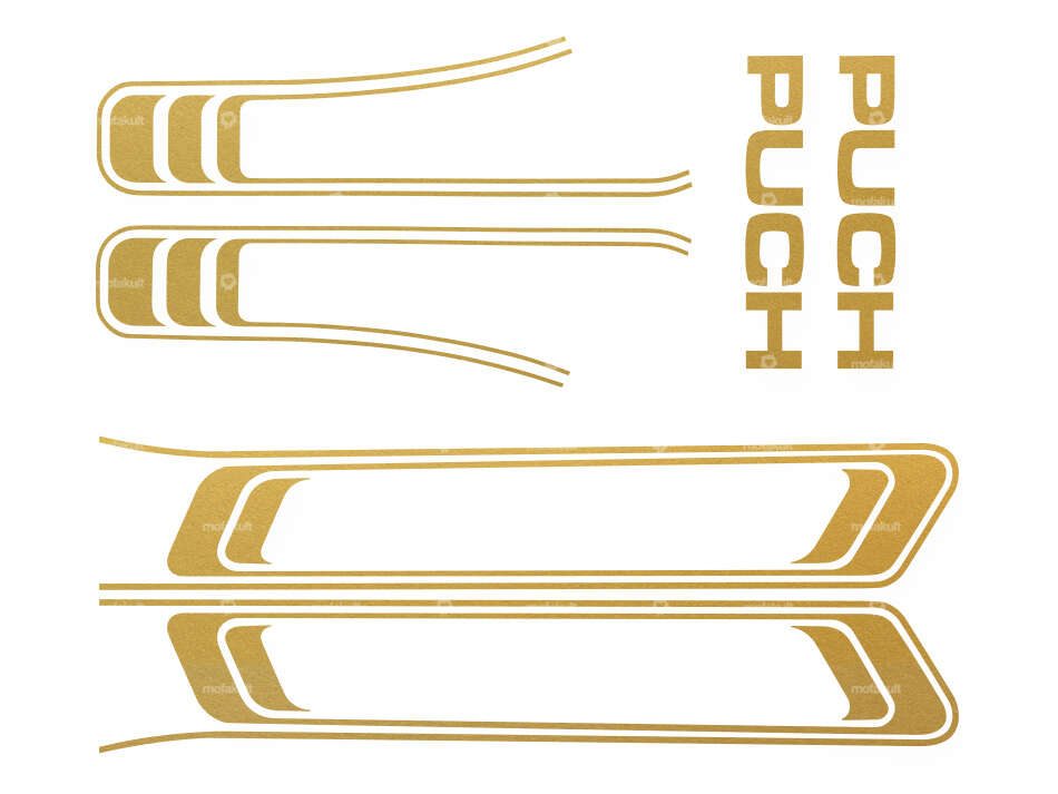 Kit adesivo serbatoio e telaio oro / PVC trasparente | Puch Maxi S Carousel Image 1