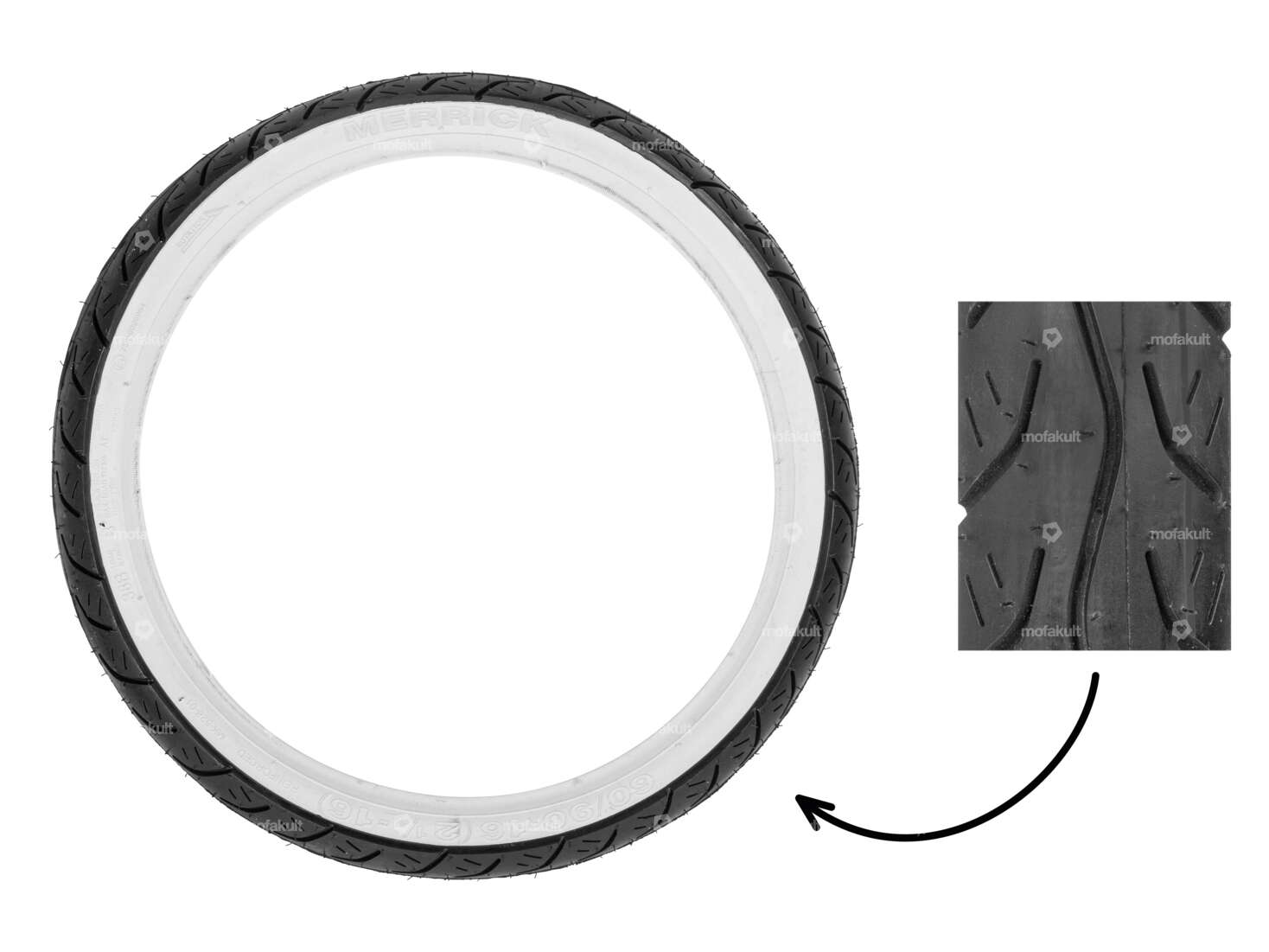 Pneumatici Merrick 2,25 x 16" MK 528 a pareti bianche Carousel Image 1