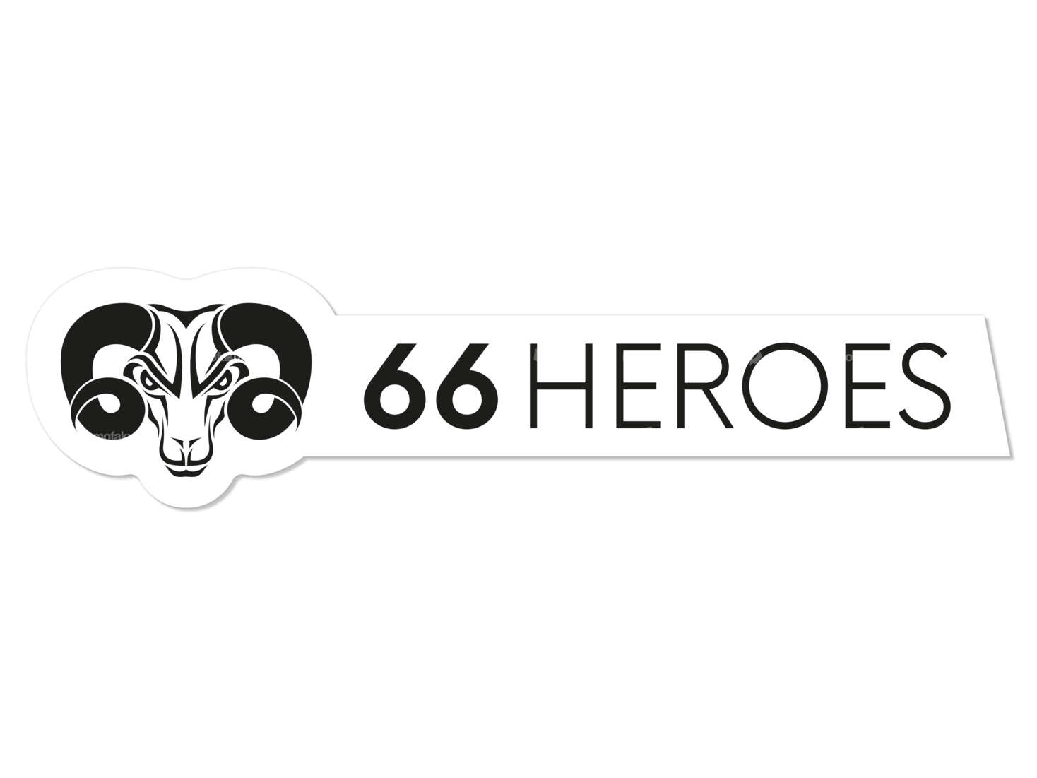 Autocollant "66HEROES" 83 x 20 mm blanc Carousel Image 1