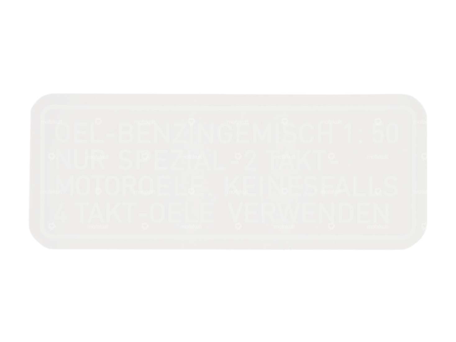 Adesivo "OEL-BENZINGEMISCH 1:50" 63 x 25 bianco | Puch Carousel Image 1