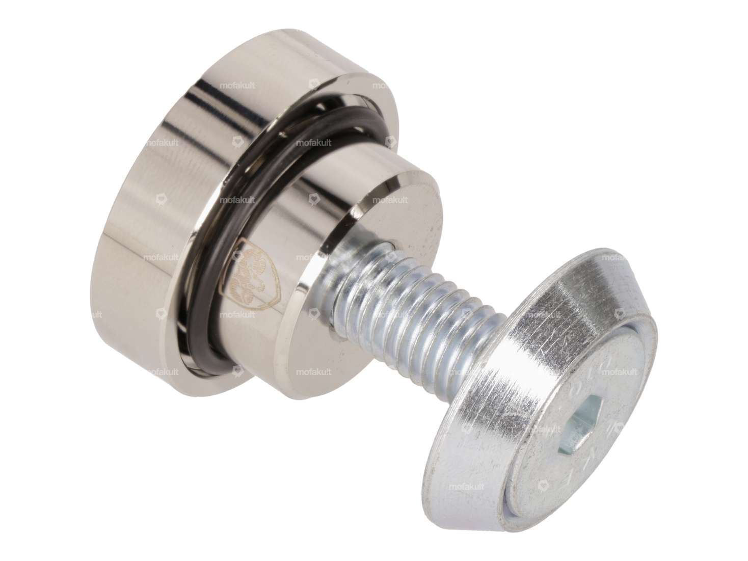 66HEROES Capuchon de fermeture arbre de pignon nickelé Puch Logo | Puch Z50 (DE/AT Version) Carousel Image 2