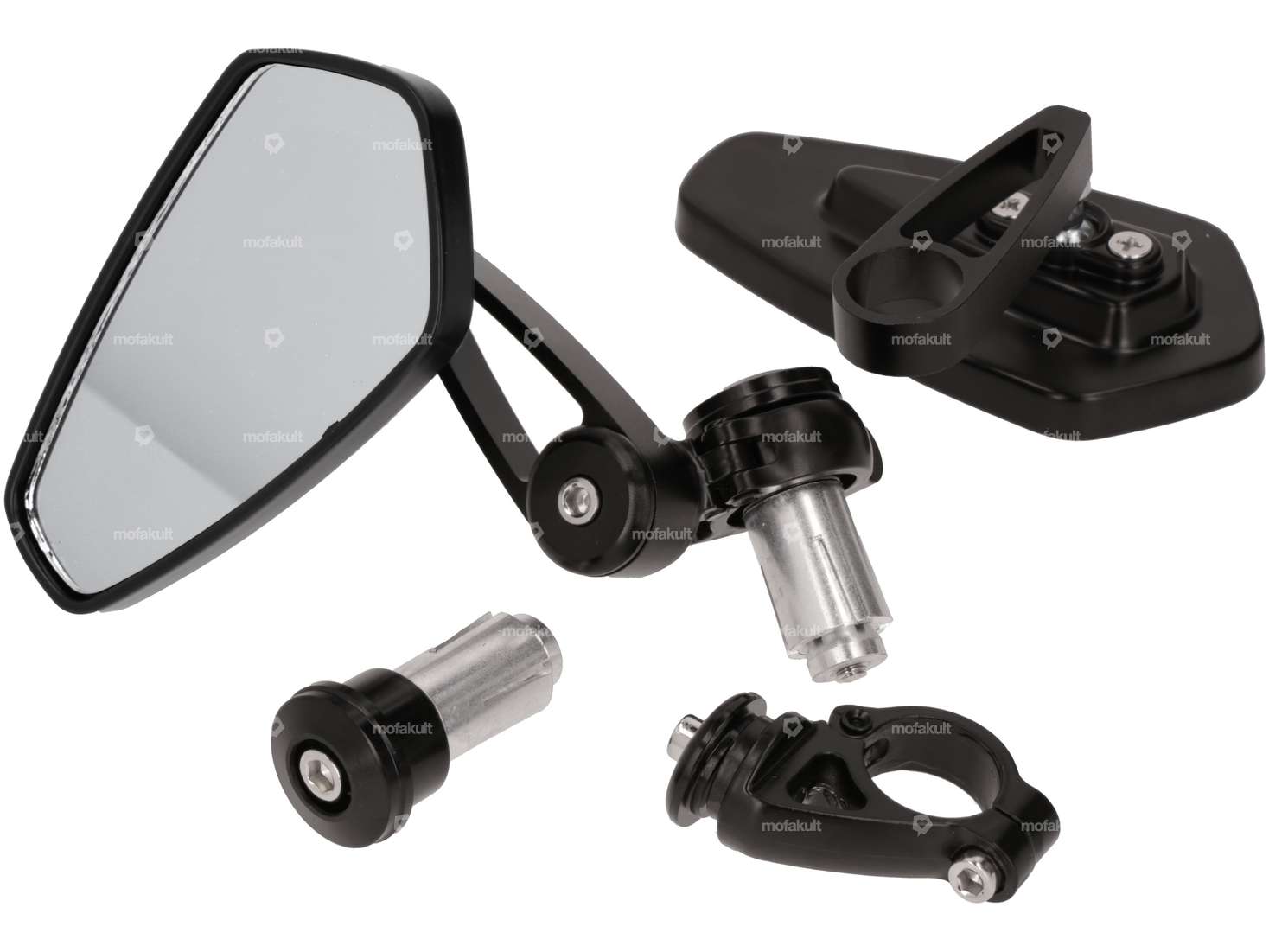 Rétroviseur CNC "Diamant", version enfichable, alu noir Carousel Image 2