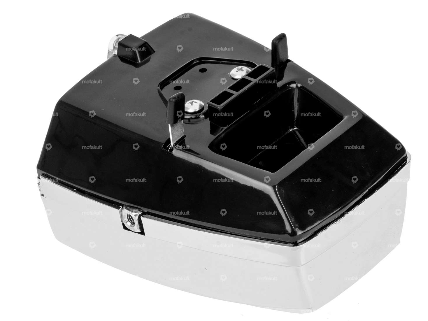 Phare GPO carré chromé / noir avec interrupteur Carousel Image 2