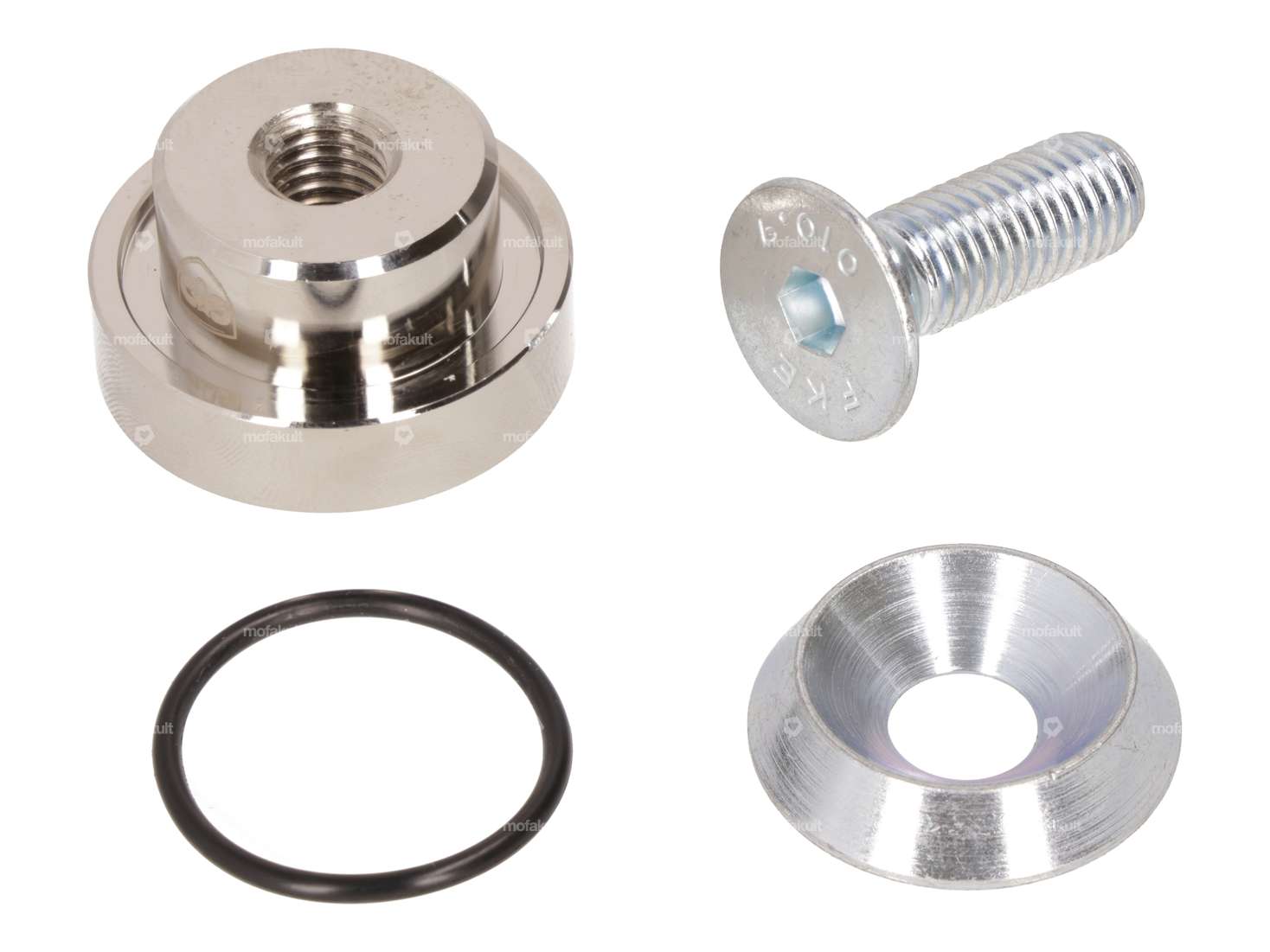 66HEROES Capuchon de fermeture arbre de pignon nickelé Puch Logo | Puch Z50 (DE/AT Version) Carousel Image 3