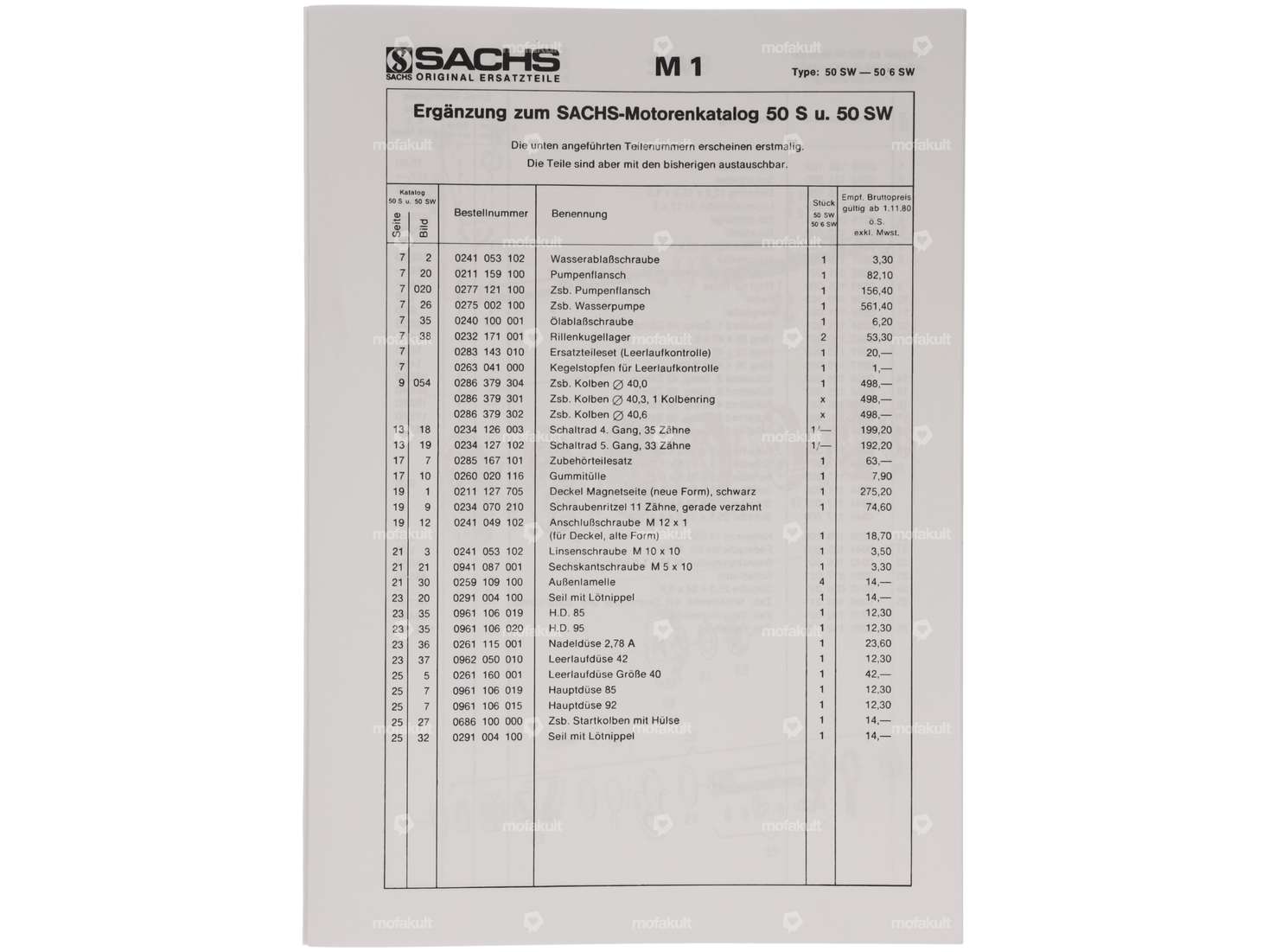 Pièces de rechange et liste de prix 1980 | Sachs 50 S, 50 SW Carousel Image 2