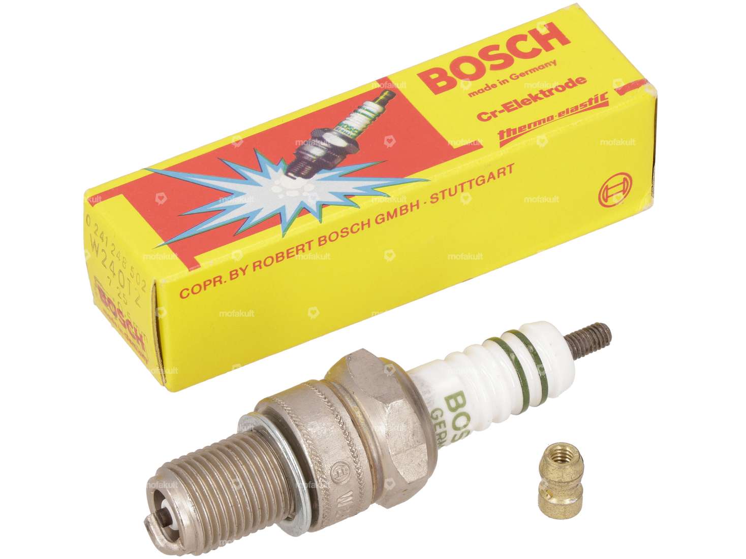 Bosch W240T2 spark plug Cr-electrode long thread NOS Carousel Image 1