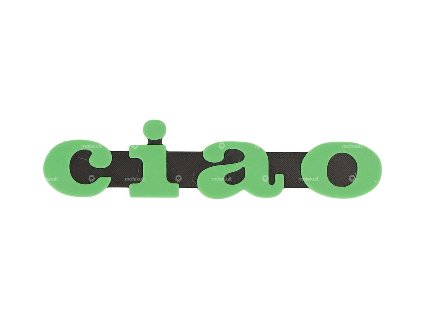 Emblema "ciao" in plastica 3D verde/nero Carousel Image 1