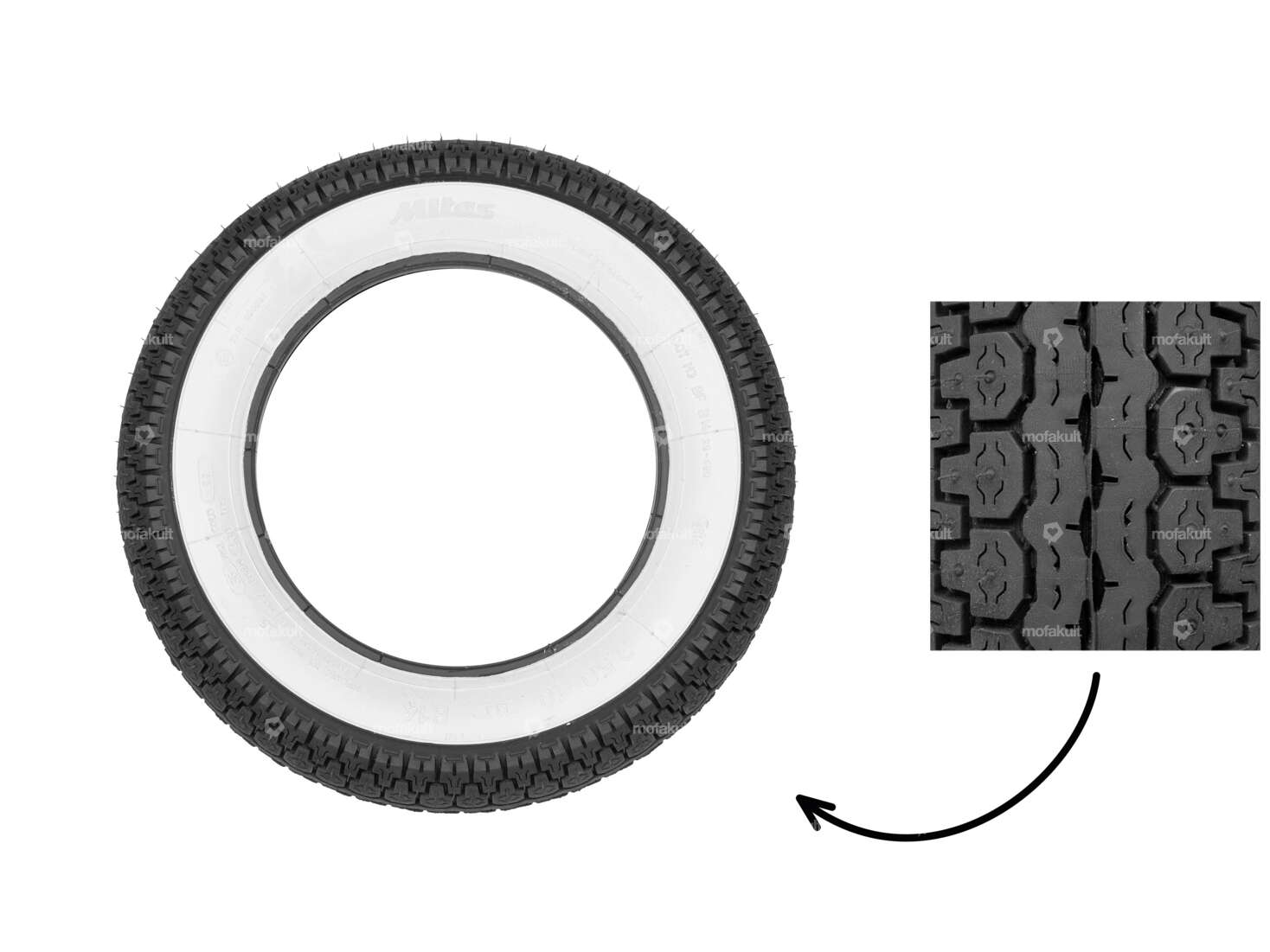 Mitas 3.50 x 10" tires B14 Allround Whitewall (Scooter) Carousel Image 1