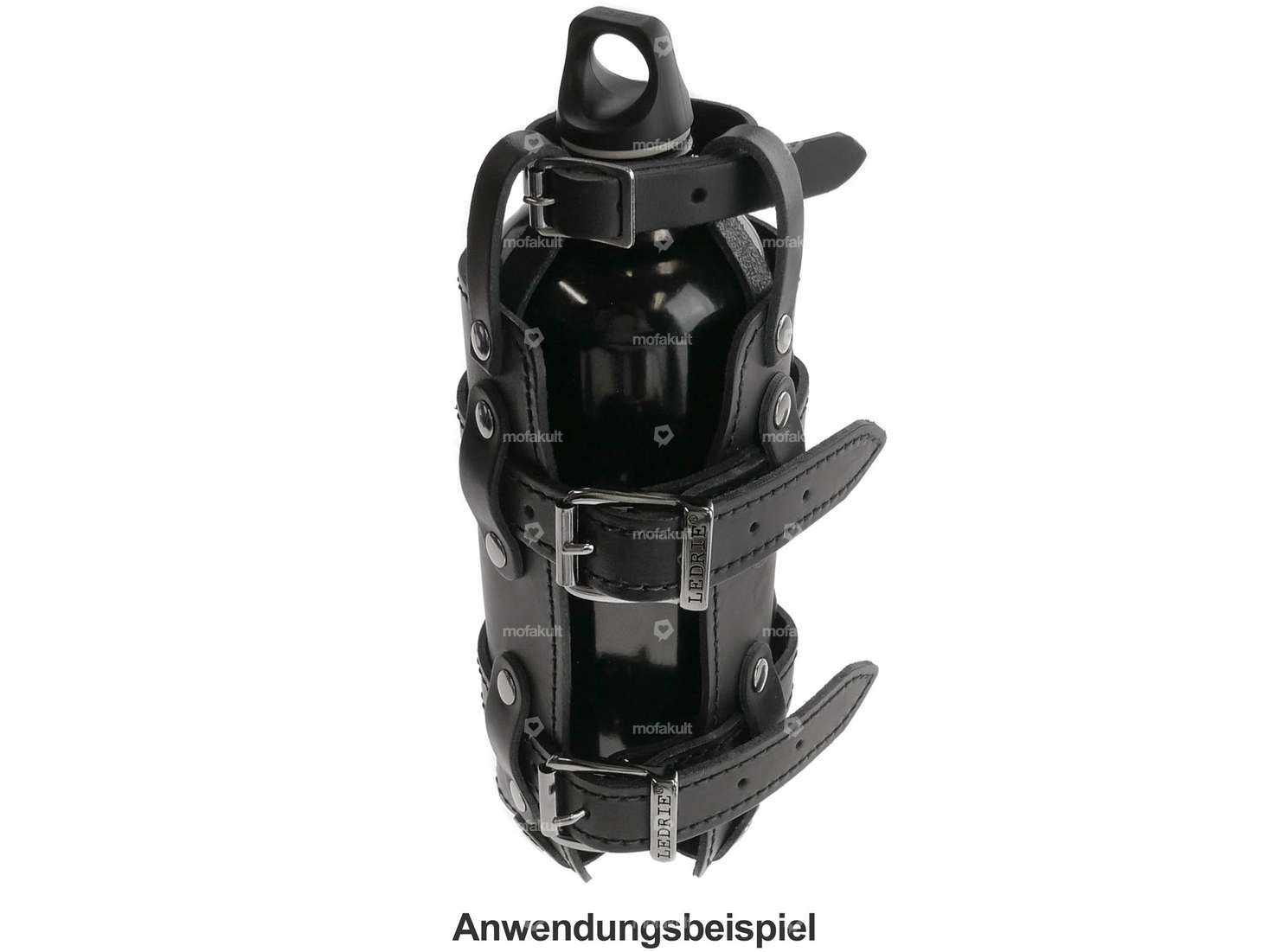 Flaschenhalter Leder schwarz Carousel Image 3