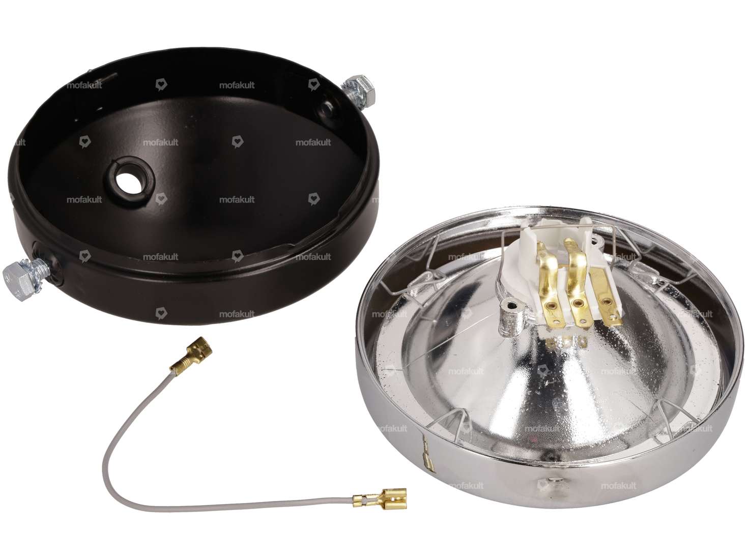 GUIA headlight round Ø 14 cm chrome / black (spoiler) Carousel Image 3