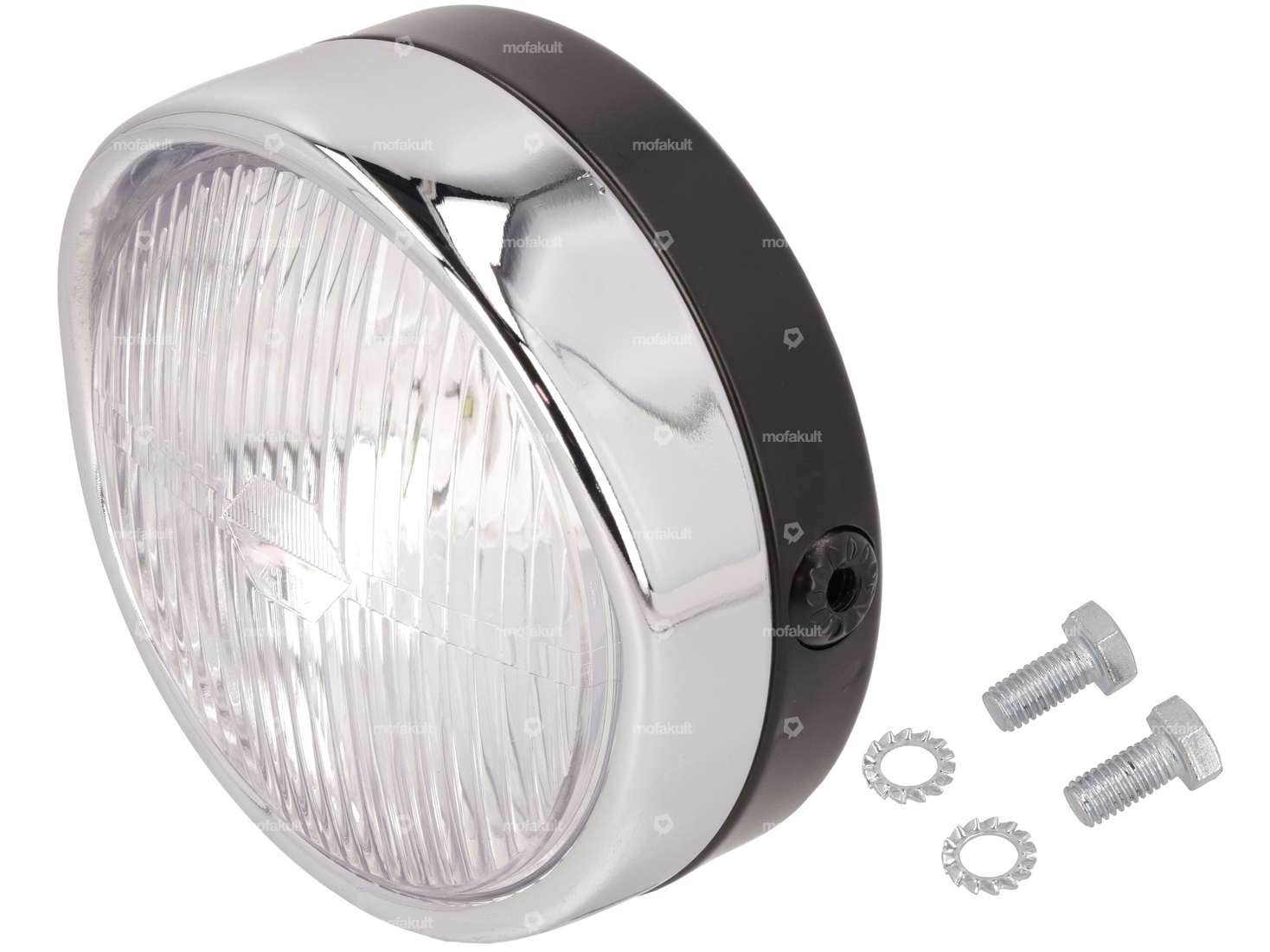 GUIA headlight round Ø 14 cm chrome / black (spoiler) Carousel Image 1