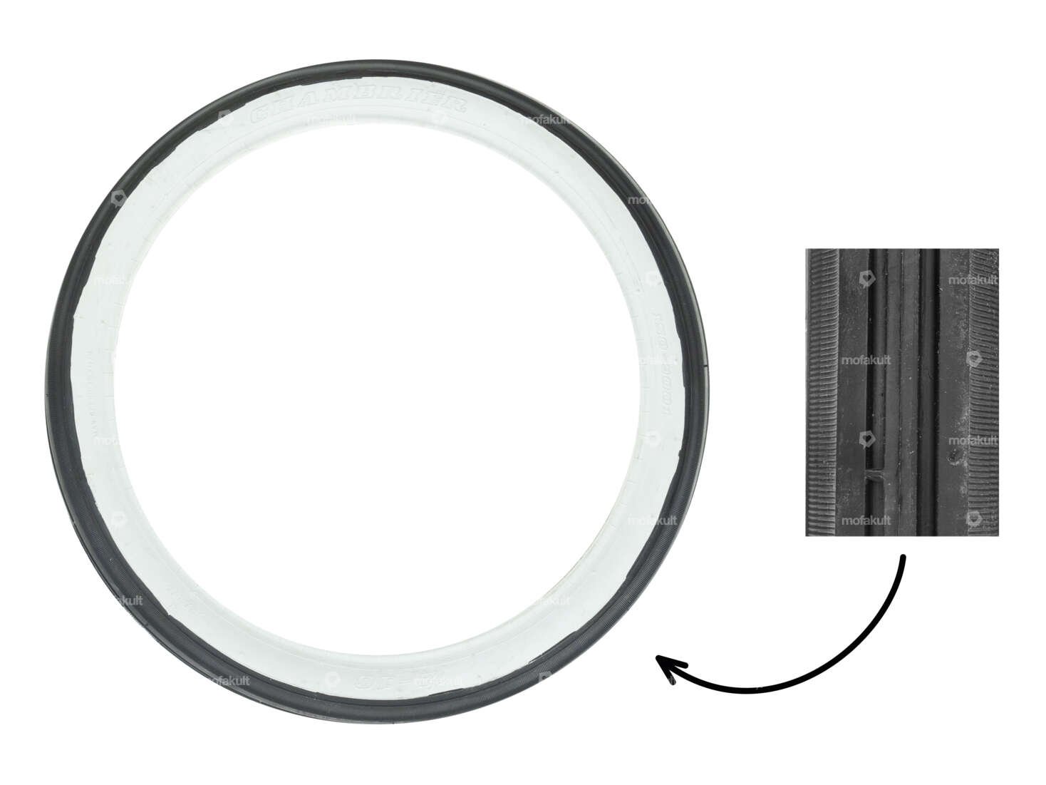 Pneumatico Fortune 2.00 x 16" a rulli d'attrito a parete bianca | Solex Carousel Image 1