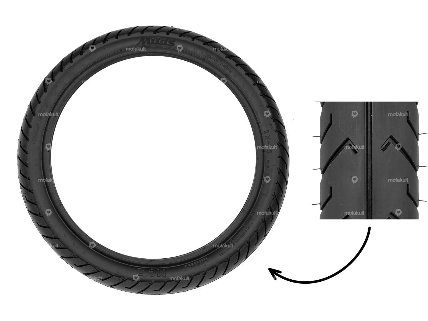 Mitas 2.50 x 16" MC2 semi-slick tires Carousel Image 1
