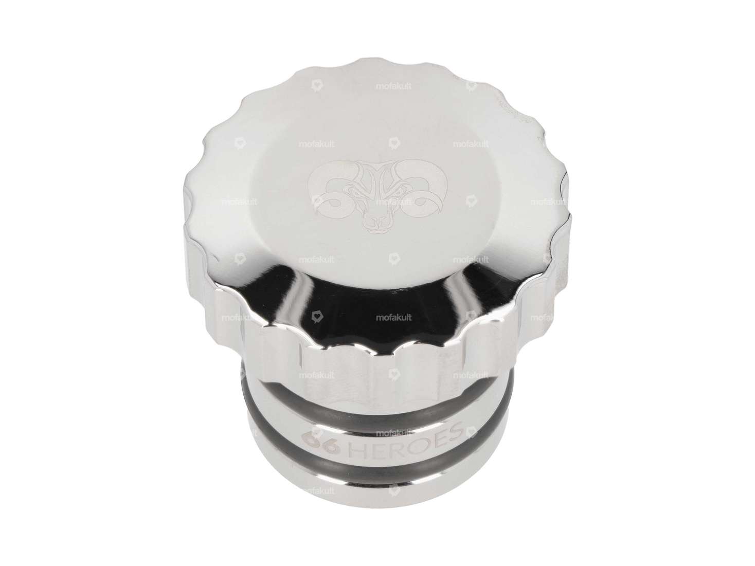 66HEROES tappo benzina "66HEROES" ondulato cromato | Piaggio Ciao, Bravo Carousel Image 1