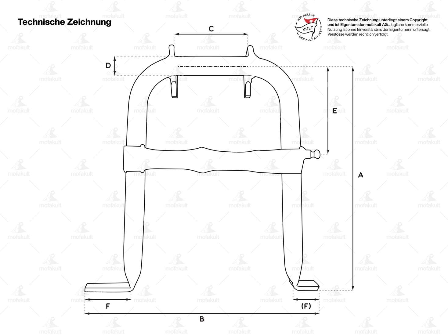 Buzzetti Hauptständer schwarz (1A-Qualität) | Puch Maxi S, P1 | X30 NS, NL, NG Carousel Image 3