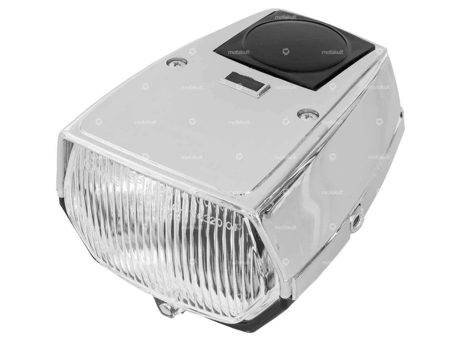 GPO headlight angular chrome / black without switch Carousel Image 1