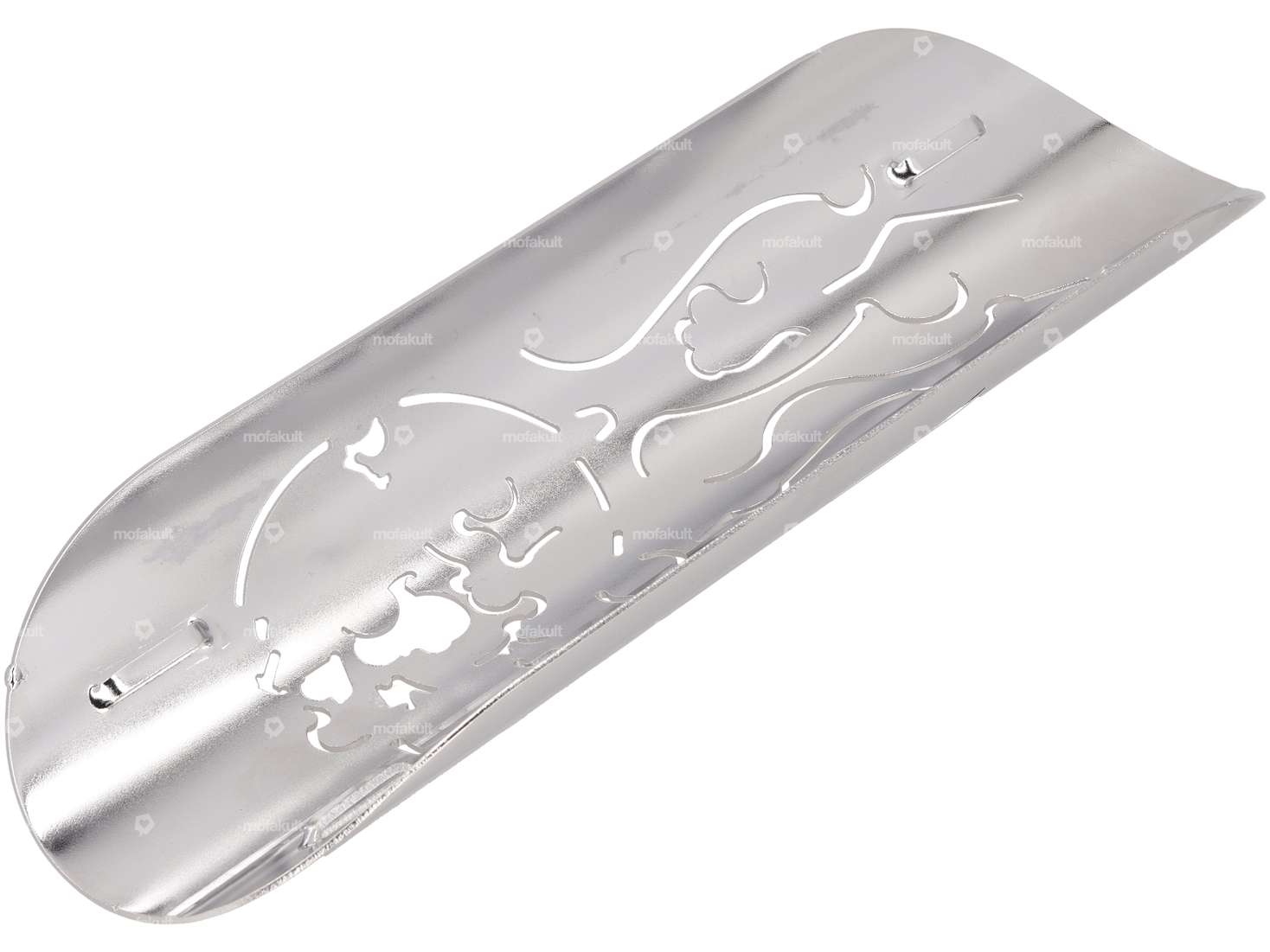 Piastra termica di scarico "Flame Skull" cromata Carousel Image 2