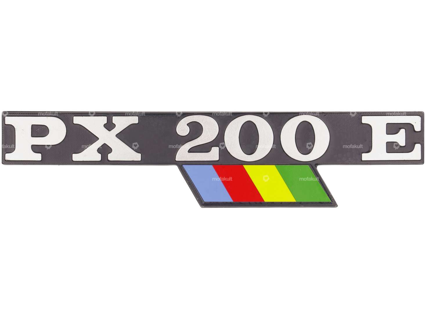 CIF emblem side cover left "PX 200 E" aluminum | Vespa PX200 E Carousel Image 1