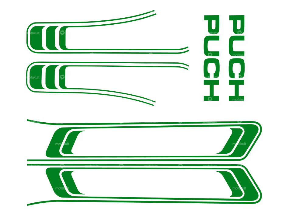 Kit d'autocollants réservoir & cadre vert (qualité 1A) Folienplot | Puch Maxi S Carousel Image 1