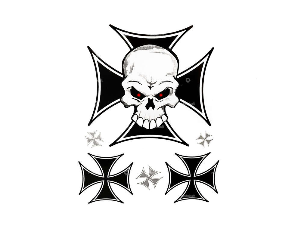 Feuille de colle Iron Cross Skull Carousel Image 1