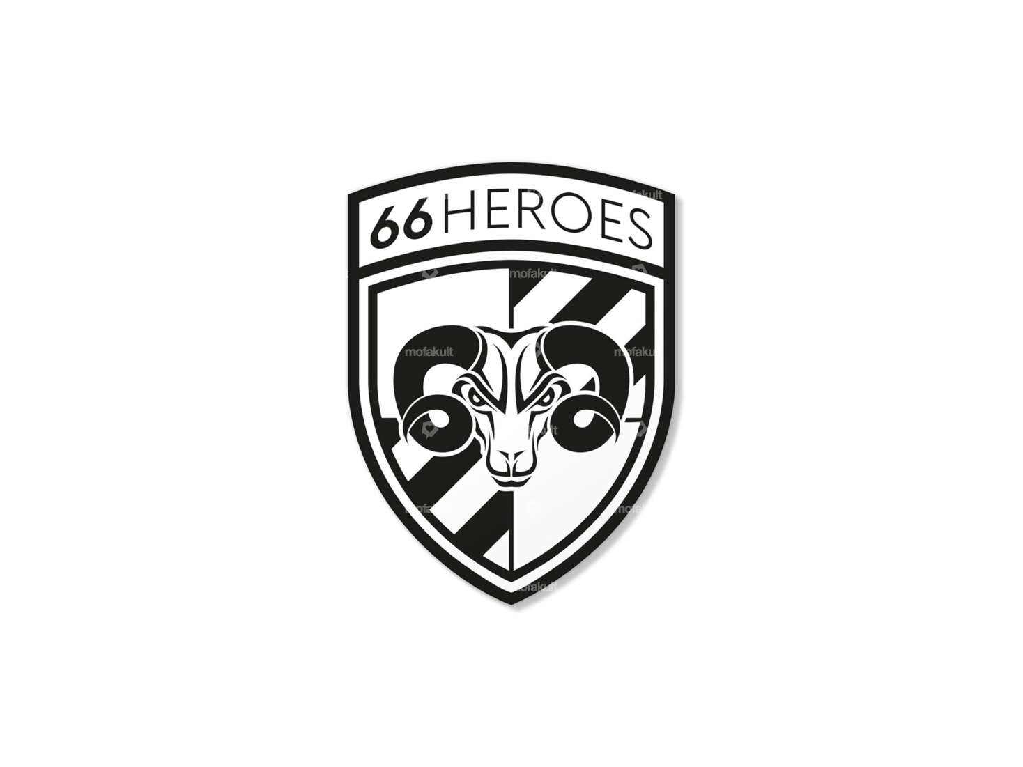 Autocollant blason "66HEROES" 24 x 32 mm blanc Carousel Image 1