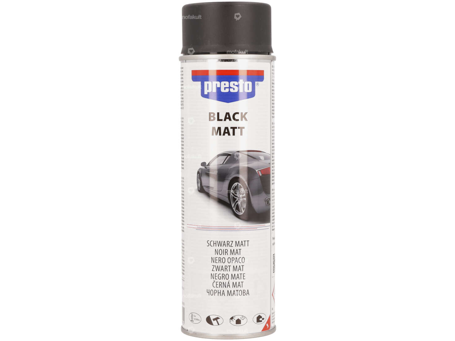 Presto rally spray (acrylic paint) black matt 500 ml Carousel Image 1